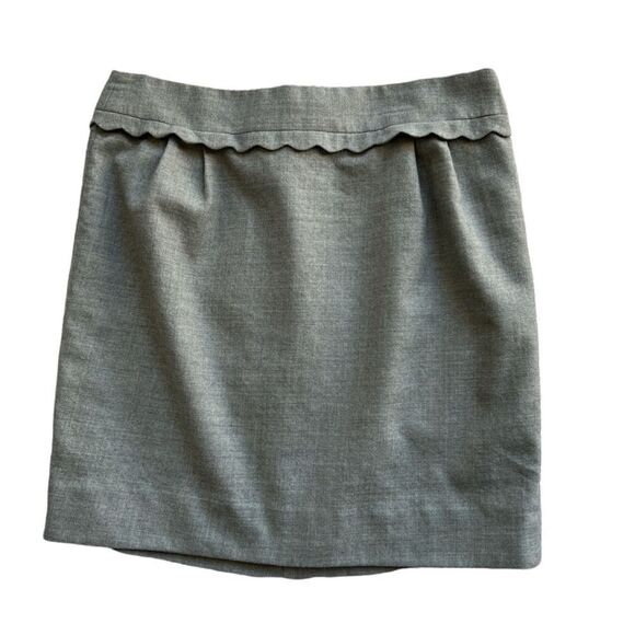 JCREW Gray Mini scallop Waist 97% Wool Career Office Short Lined Skirt Sz 6 - Picture 1 of 7